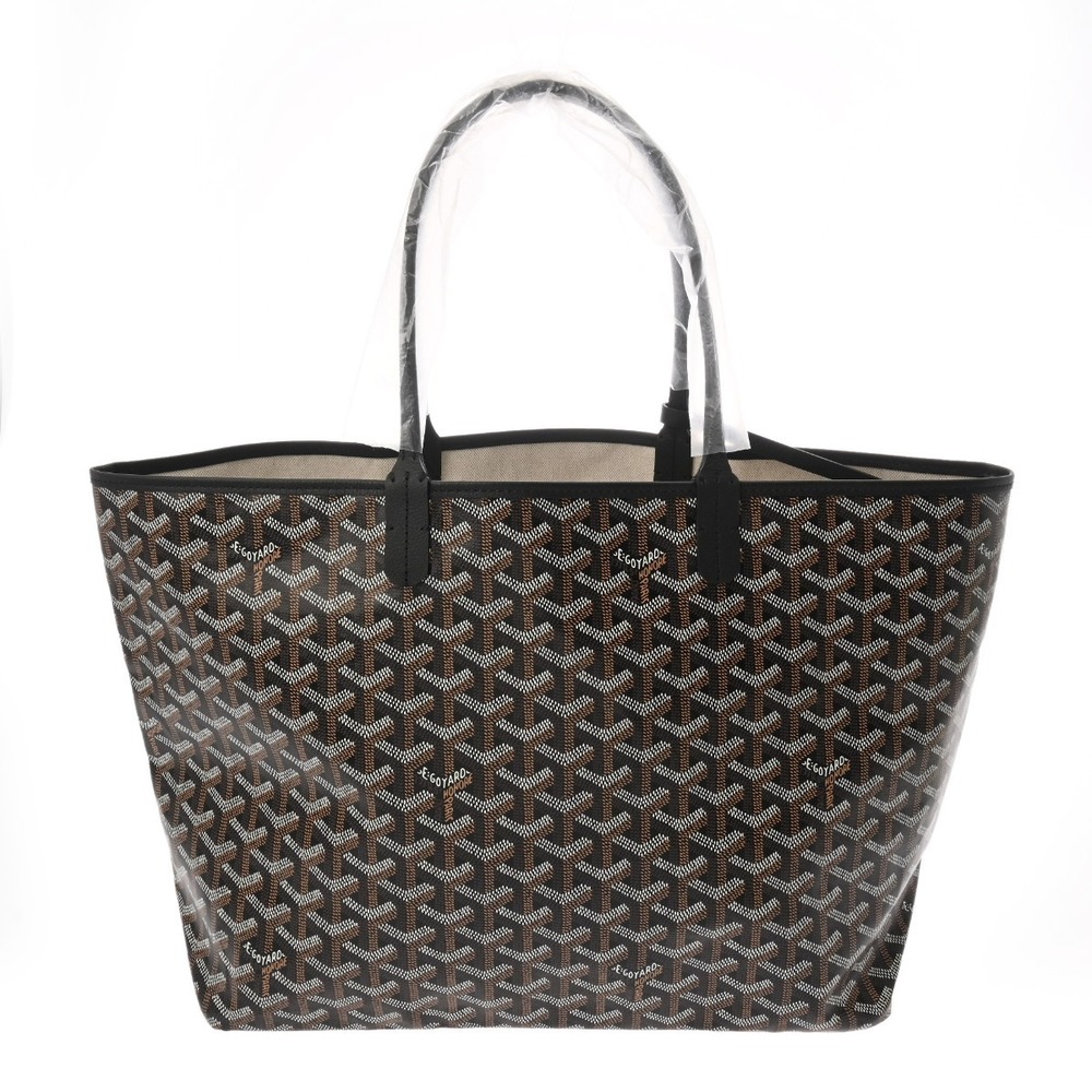 GOYARD Saint Louis Herringbone Black Leather Tote Bag